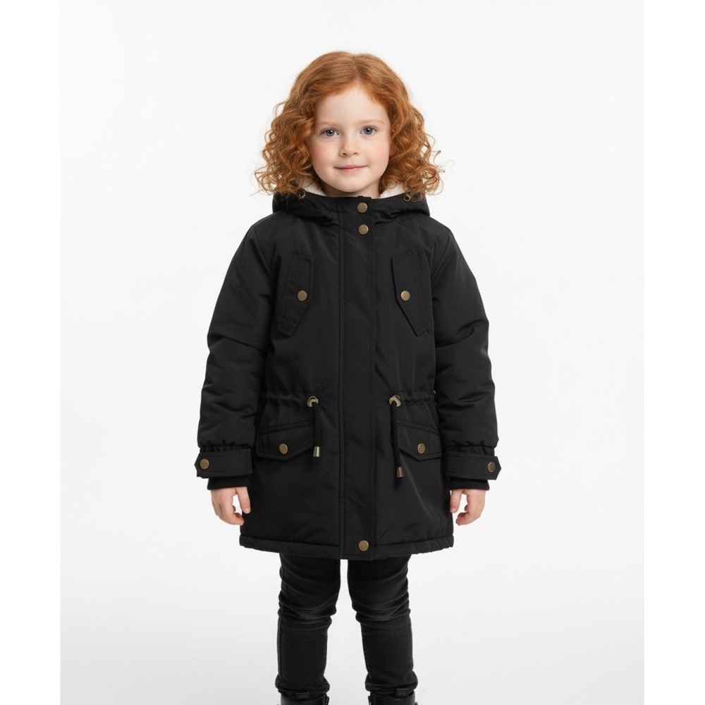 Copper Key Girls Black Hooded Parka Sherpa Lined Winter Coat Size‎ 6/6X